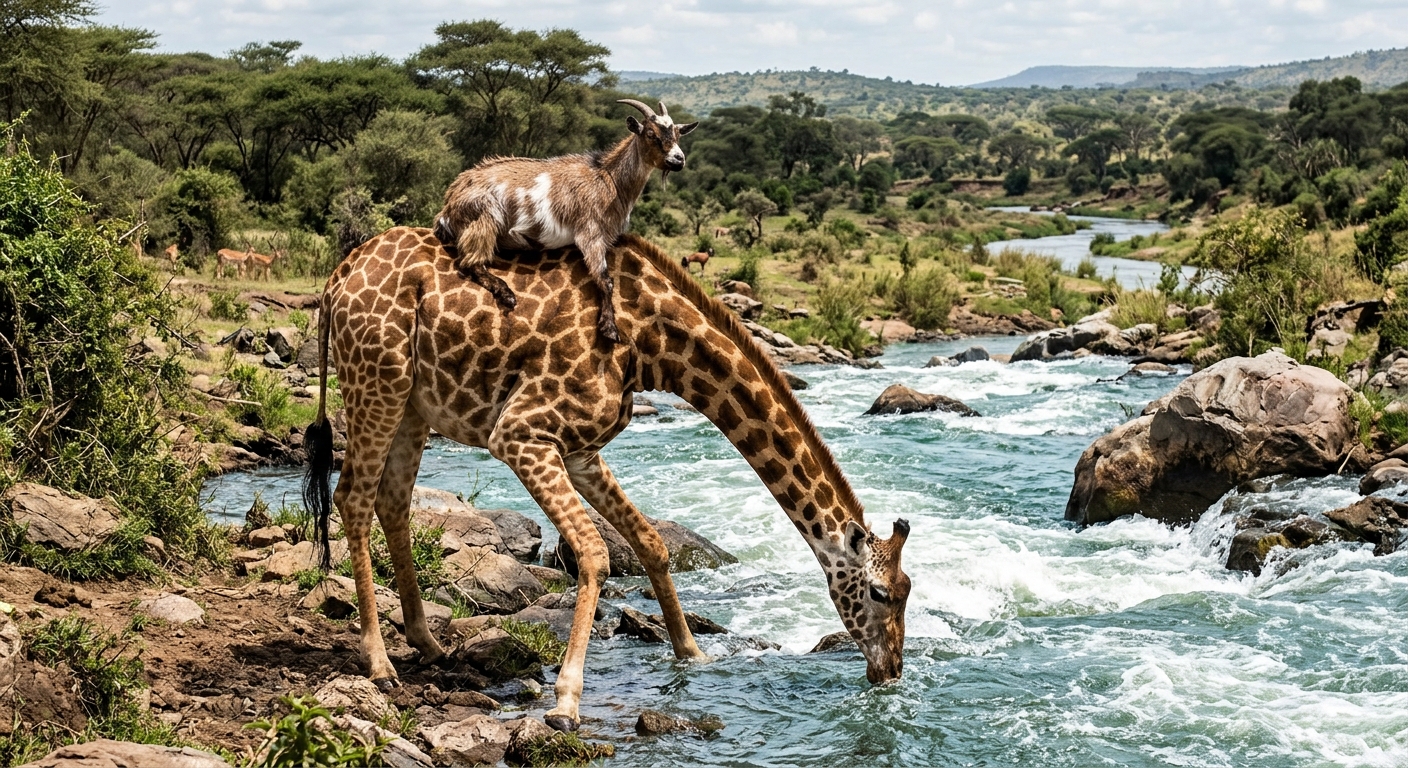 Happy Goat and Giraffe